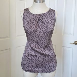 LOFT Brown Sleeveless Top Silky Floral Animal Print